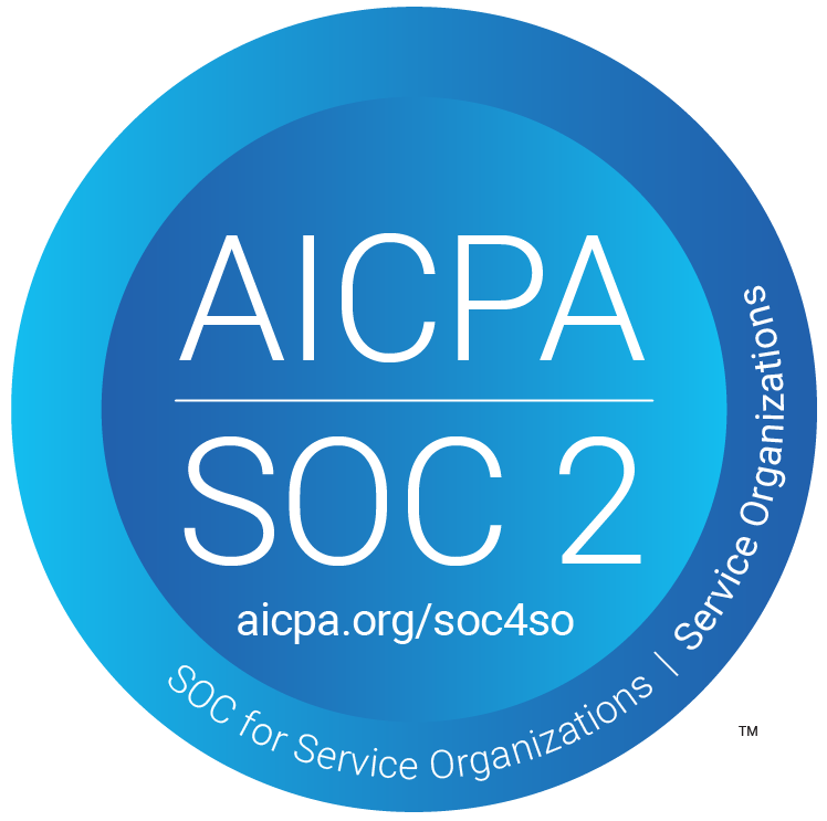 A blue badge showing SOC 2 compliance from AICPA for CMQCC's Maternal Data Center.